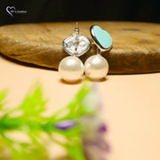 Heart and Round Stone Earrings